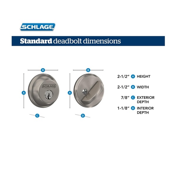 NEW Schlage B60 Series Bright Chrome Single Cylinder Deadbolt B60N625 - Picture 2 of 7